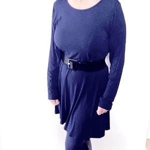 Slinky flowy long sleeve navy blue full dress Old Navy